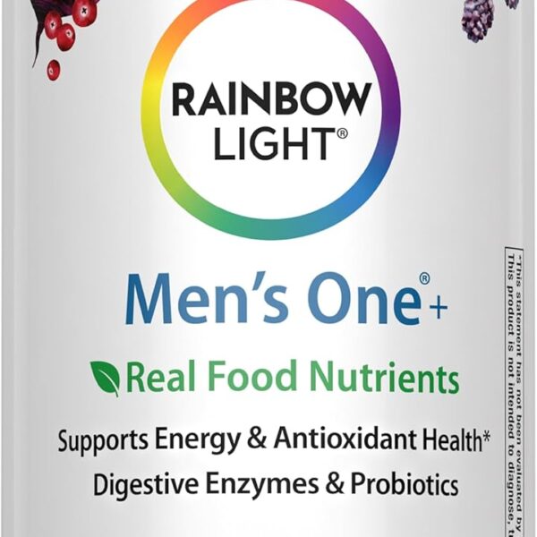 Rainbow Light Mens One Multivitamin, Men's Daily Multivitamin Provides High-Potency Immune Support, with Vitamin C, Vitamin D and Zinc, Vegetarian, 120 Count