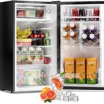 3.2 Cu Ft Mini Fridge with Freezer - Energy Efficient, Large Capacity Single Door Upright Freezer for Bedroom, Office & Dorm | Small Fridge, Reversible Door, ETL Certified(Black)