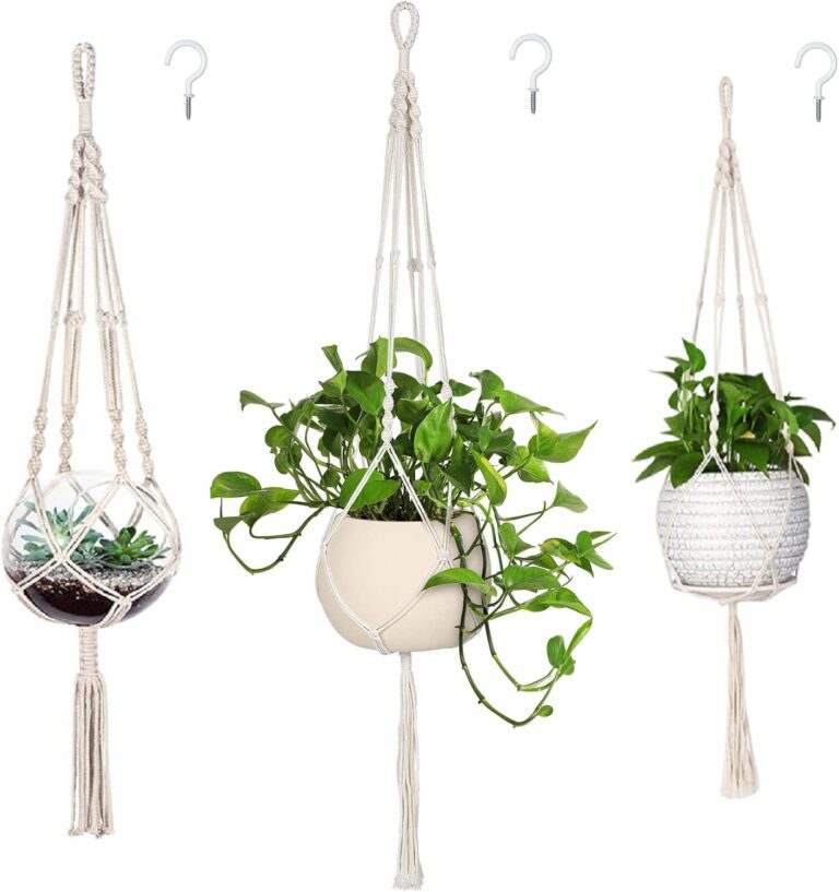 MIPON 3 Pack Macrame Plant Hangers with Hooks - 3 Sizes (34"/41"/46") Handmade Cotton Indoor/Outdoor Hanging Planter Holders,Boho Home Decor for Patio Balcony Living Room, Fits 5-10 Inch Pots