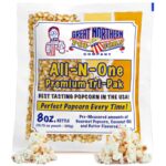 8oz Popcorn Machine Popcorn Packets - All-in-One Movie Theater Style Popcorn Kernels, Salt, and Oil Packs by Great Northern Popcorn (24 Case)