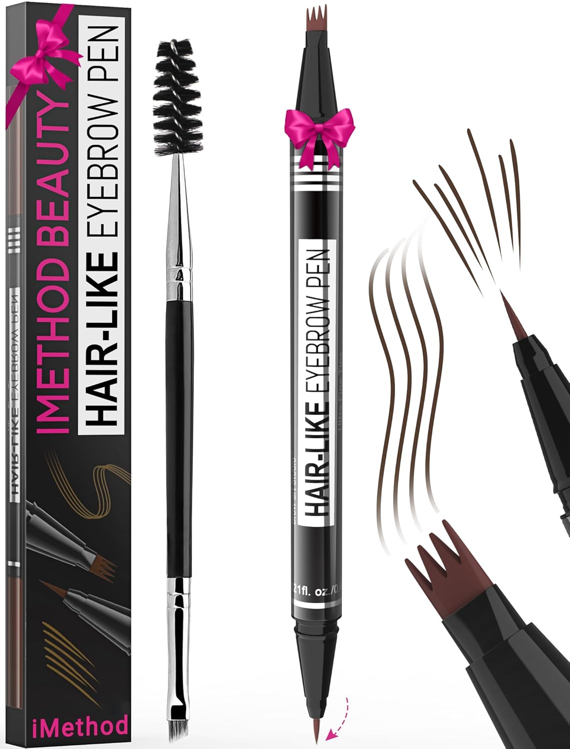 iMethod Eyebrow Pen - Eyebrow Pencil Magical 2-in-1 Eye Brow Pencils for Women with 4-Fork-Tip & Precise Brush-Tip for Natural Hair-Like Brows, Last All-Day, with Eyebrow Spoolie Brush, Dark Brown iMethod Eyebrow Pen - Eyebrow Pencil Magical 2-in-1 Eye Brow Pencils for Women with 4-Fork-Tip & Precise Brush-Tip for Natural Hair-Like Brows, Last All-Day, with Eyebrow Spoolie Brush, Dark Brown