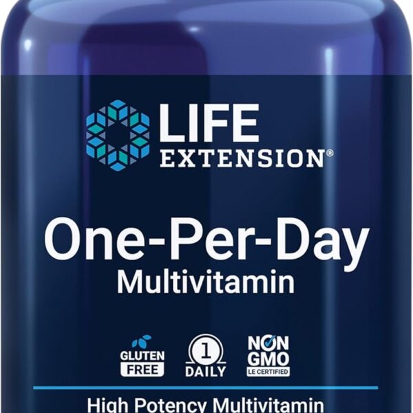 Life Extension One-Per-Day Multivitamin  Packed with Over 25 Vitamins, Minerals & Plant Extracts, Quercetin, 5-MTHF Folate & More  1-Daily, Non-GMO, Gluten-Free  60 Tablets