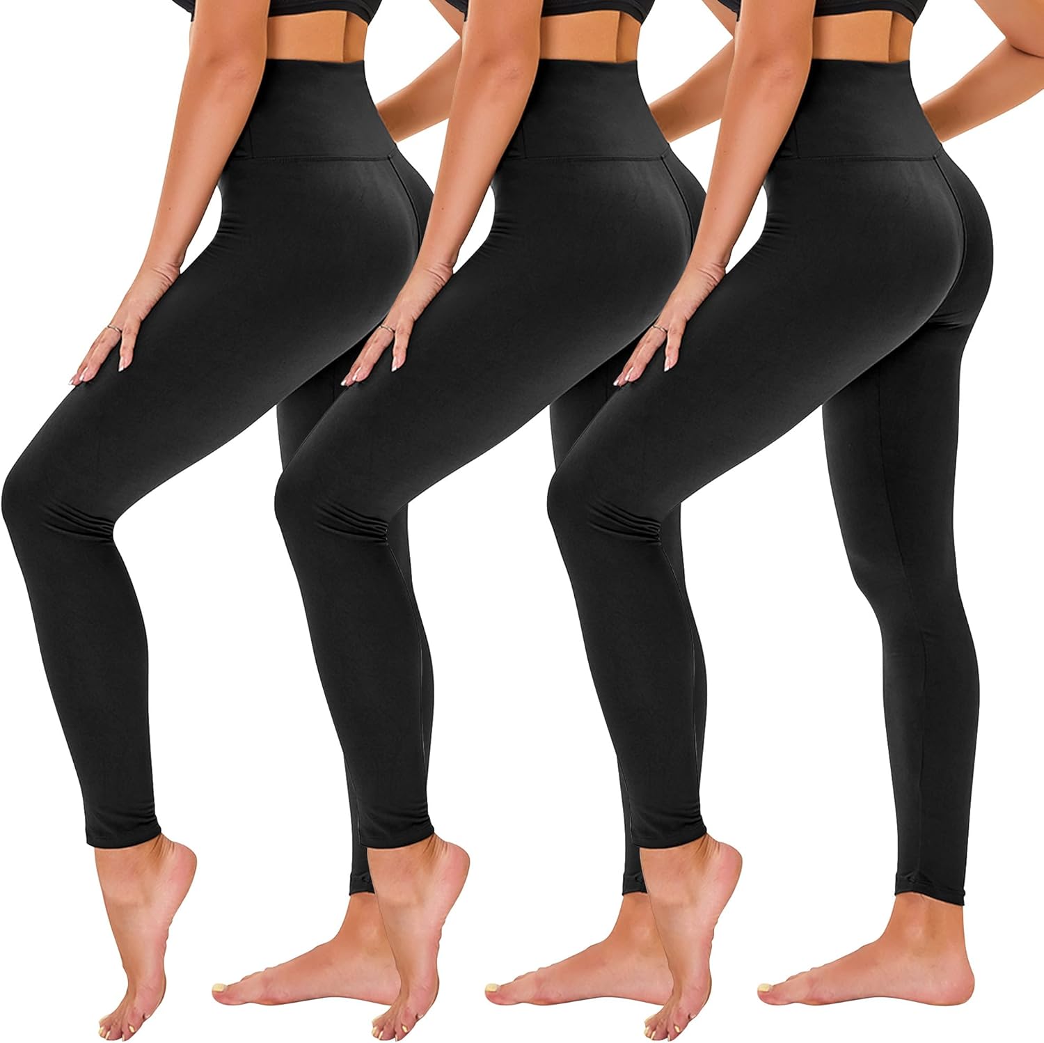 TNNZEET 3 Pack Leggings for Women - Black Tummy Control High Waisted Soft Yoga Pants for Workout Gym Running with Pockets TNNZEET 3 Pack Leggings for Women - Black Tummy Control High Waisted Soft Yoga Pants for Workout Gym Running with Pockets