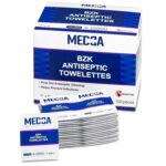 Hand Wipes  (Pack of 100) Benzalkonium Chloride Swabs Individual BZK Single-Use Packets by MEDca