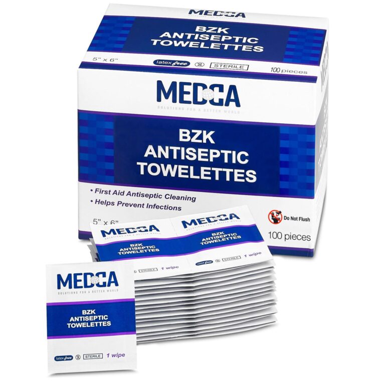 Hand Wipes  (Pack of 100) Benzalkonium Chloride Swabs Individual BZK Single-Use Packets by MEDca