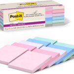 Post-it 100% Recycled Paper Super Sticky Notes, 3 in. x 3 in., 12 Pads, 70 Sheets per Pad, Wanderlust Pastels, School Supplies and Office Products