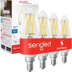 Sengled Smart Light Bulb, E12 Smart Bulb, S1 Auto Pairing with Alexa Devices, Candelabra Light Bulbs, Smart Chandelier Light Bulbs that Work with Alexa, 45W Equivalent, Warm Light Bulbs, 4-Pack