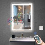 24''X32'' LED Bathroom Mirror with Lights, Built-in Bluetooth Speaker, Anti-Fog Dimmable 3 Lights Setting Backlit + Front Lit, Lighted Vanity Makeup Wall Mirrors, Shatter-Proof IP65 Waterproof