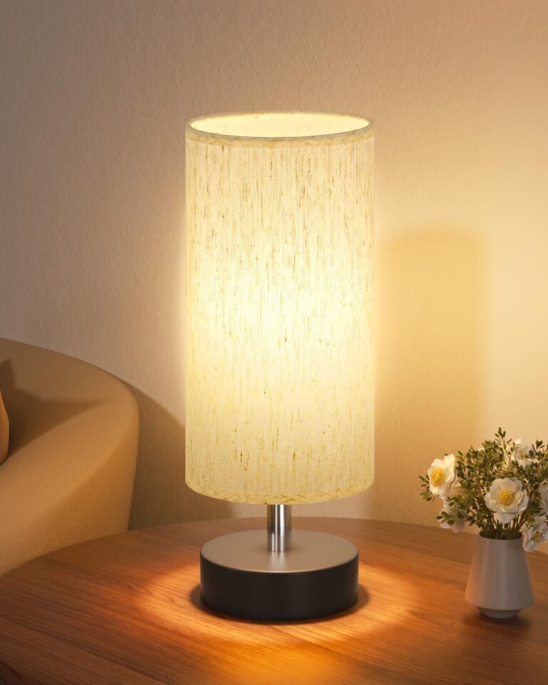 PartageiZ Small Table Lamp for Bedroom - Bedside Lamps for Night Stands, Minimalist Nightstand Light Lamp, Desk Lamps for Living Room, Office, Dorm
