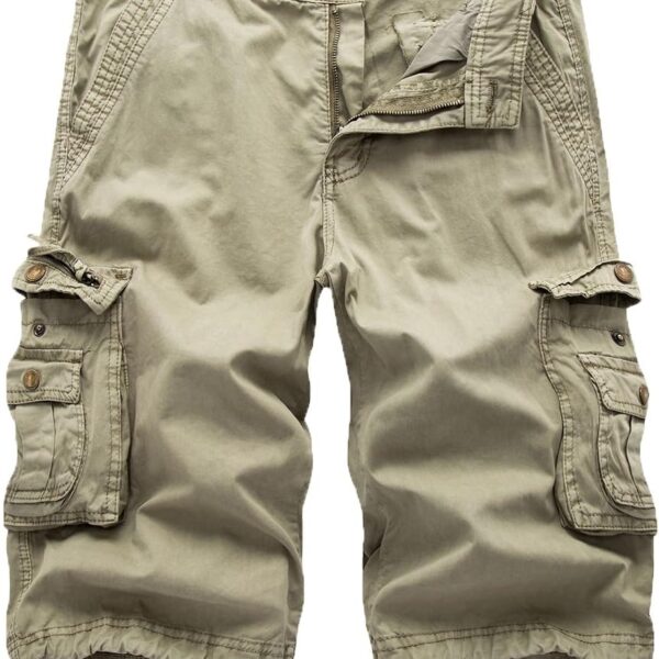 FOURSTEEDS Women's Cotton Loose Fit Zipper Multi-Pockets Twill Bermuda Drawstring Women Cargo Shorts