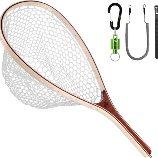 SF Fly Fishing Landing Net Soft Rubber Mesh Trout Net Catch and Release Net