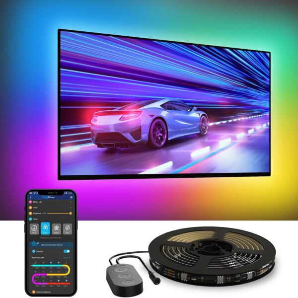 Govee TV LED Backlight,RGBIC Smart LED Strip Lights for 70-80 inch TVs, Bluetooth and Wi-Fi Control, Works with Alexa & Google Assistant, Music Sync, 99+ Scene Modes, Adapter