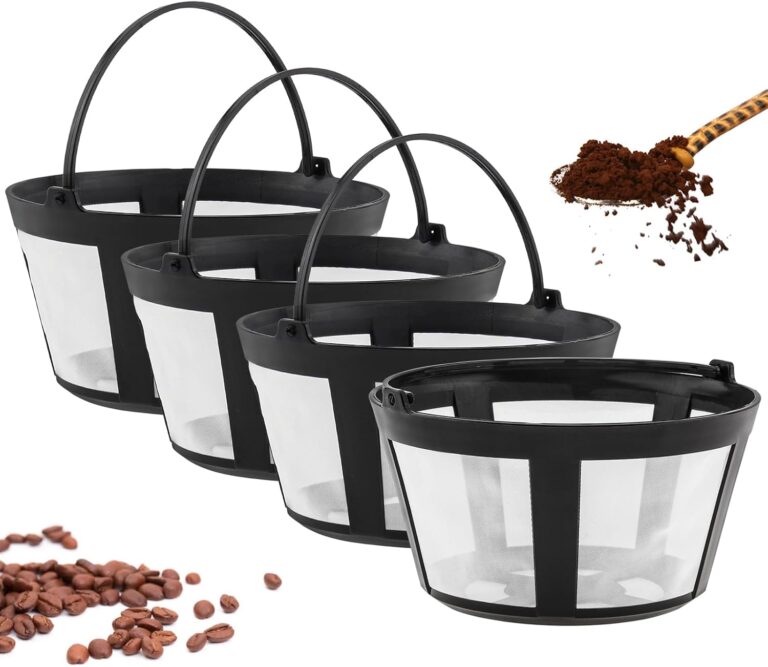 8-12 Cups Reusable Coffee Filter Baskets 4-Pack, Compatible with Mr. Coffee, Black & Decker, Cuisinart & More, White, Small