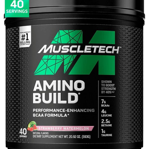 MuscleTech | BCAA Amino Acids + Electrolyte Powder | 7g of BCAAs + Electrolytes Support | Build Lean Muscle & Boost Endurance | Strawberry Watermelon | 593 grams | 40 servings