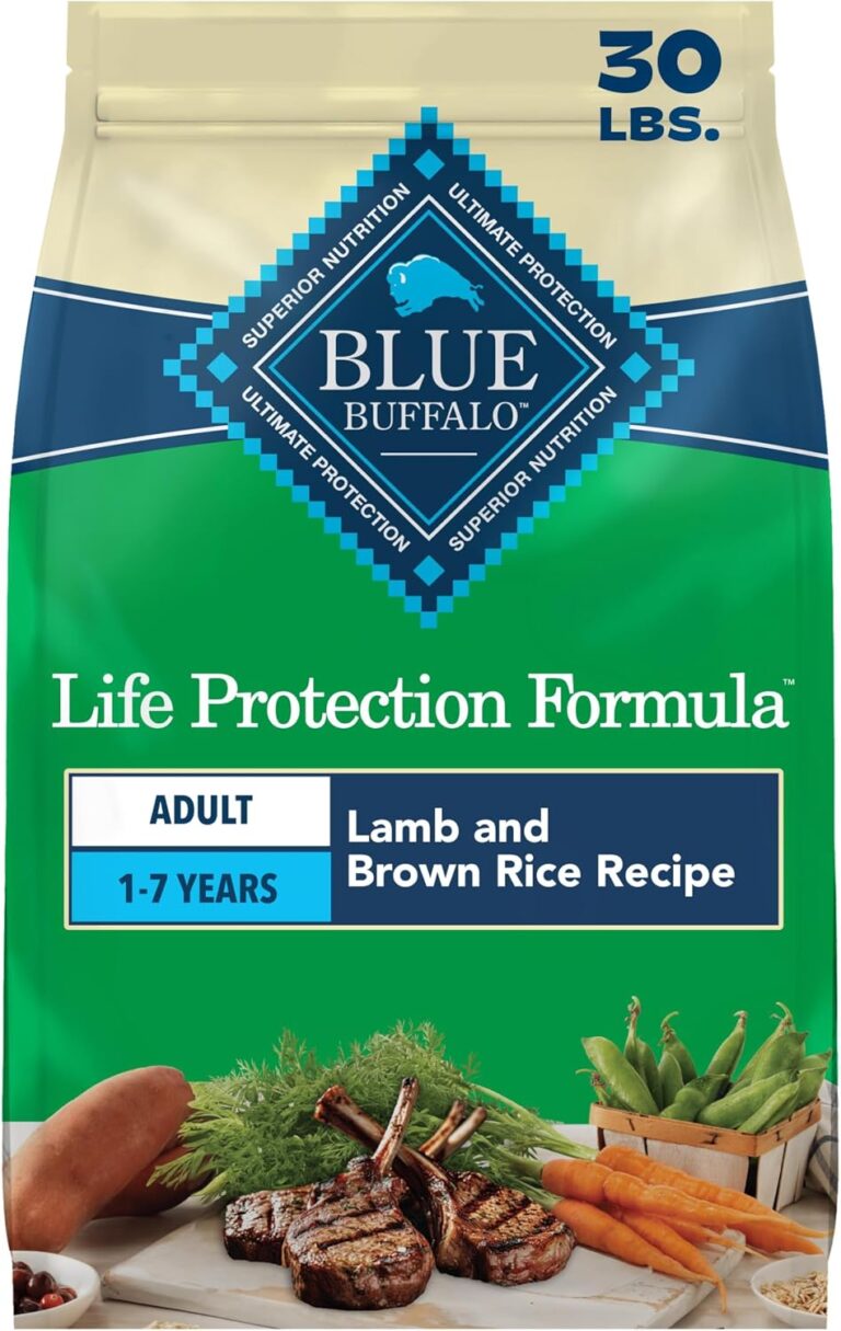 Blue Buffalo Life Protection Formula Lamb & Brown Rice Adult Dry Dog Food, Supports Immunity with Antioxidant-Rich LifeSource Bits, Promotes Healthy Muscle Development, Skin & Coat Health, 30 lbs.