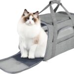 FluffyDream Pet Travel Carrier Soft Sided Portable Bag for Cats, Small Dogs, Kittens or Puppies, Collapsible, Durable, Airline Approved, Travel Friendly (Grey, 17.0" L x 10.0" W x 11.0" H) (Grey)