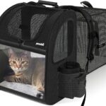Pecute Pet Carrier Backpack, Dog Carrier Backpack, Expandable with Breathable Mesh for Small Dogs Cats Puppies, Pet Backpack Bag for Hiking Travel Camping Outdoor Hold Pets Up to 18 Lbs