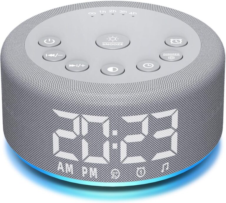 3 in 1 Sound Machine Alarm Clock Night Light White Noise Machine with 30 Sleeping Sounds for Baby Kids Adults 32 Level Volume Auto Off Timer Memory Function Digital Clock with 30 Wake Up Sounds