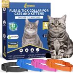 4 Pack Flea Collar for Cats, 32 Months Flea and Tick Prevention for Cat, Waterproof Natural Cat Fleas and Ticks Treatment, Adjustable Fleas and Ticks Collar for Cats Kittens(4 Colors)