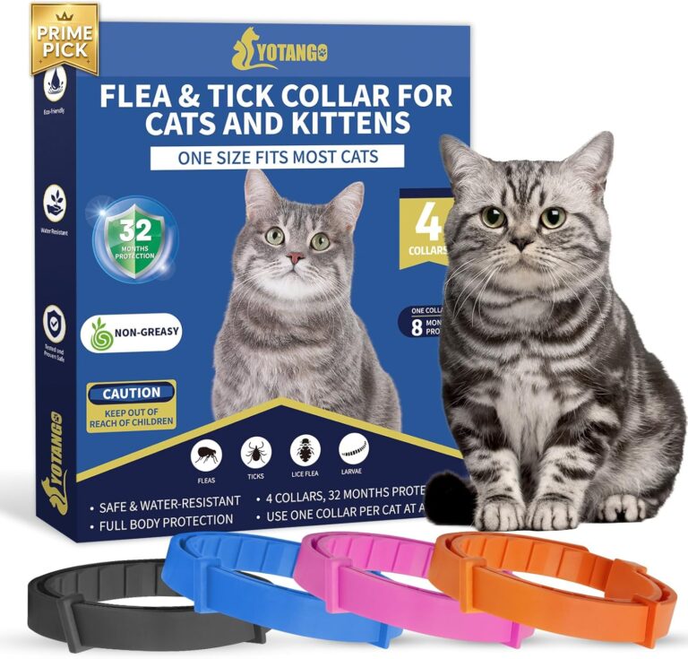 4 Pack Flea Collar for Cats, 32 Months Flea and Tick Prevention for Cat, Waterproof Natural Cat Fleas and Ticks Treatment, Adjustable Fleas and Ticks Collar for Cats Kittens(4 Colors)