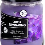 Lilac Blossom Odor Eliminating Highly Fragranced Candle - Eliminates 95% of Pet, Smoke, Food, and Other Smells Quickly - Up to 80 Hour Burn time - 12 Ounce Premium Soy Blend