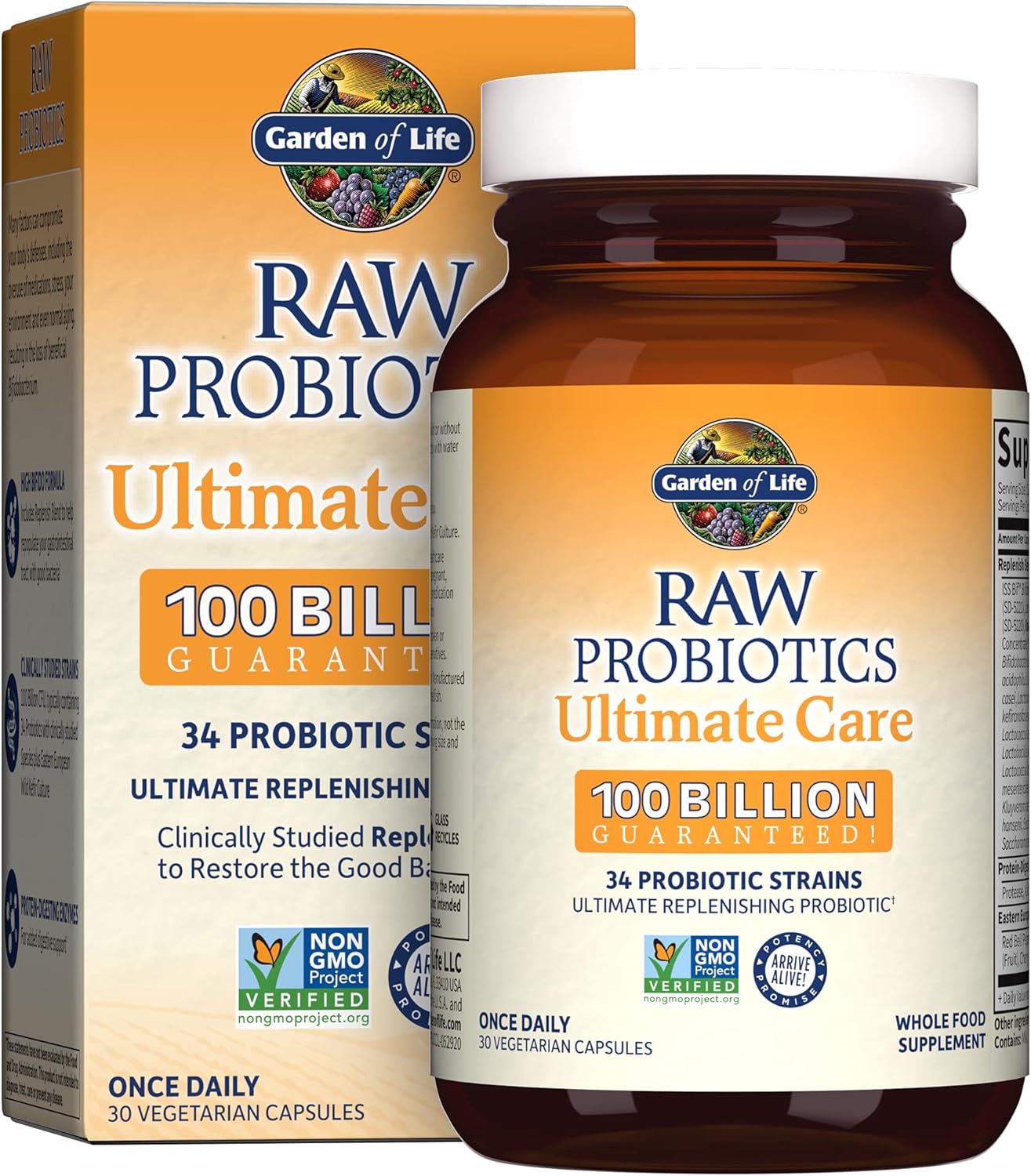 Garden of Life Raw Probiotics Ultimate Care - 100 Billion CFU - Dietary Supplement for Gut Health Support - For Women & Men - 30 Vegetarian Capsules Garden of Life Raw Probiotics Ultimate Care - 100 Billion CFU - Dietary Supplement for Gut Health Support - For Women & Men - 30 Vegetarian Capsules
