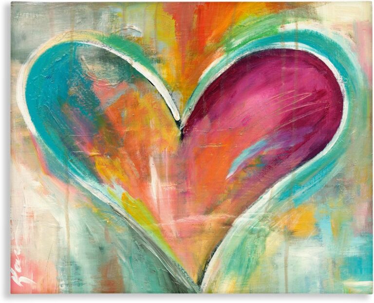 Stupell Industries Abstract Textural Heart Painting, Designed By Kami Lerner, 20 x 16, Canvas Wall Art