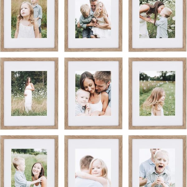 Sheffield Home 9 Piece Gallery Wall Frame Set, 11x14 Inch, Light Natural