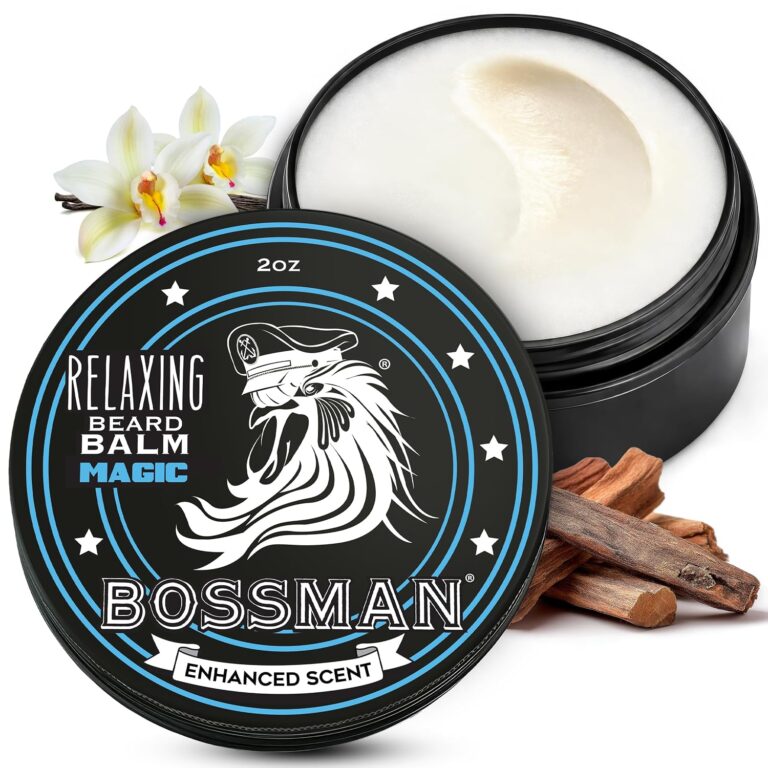 Bossman Relaxing Beard Balm for Men (Magic Scent)  Tames, Relaxes, Thickens & Softens for Ultimate Beard Care  Made in USA