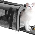 TWDEPART Cat Carrier Backpack - Multifunctional, Firm & Foldable with Roll-Up Shade, Breathable Design Includes Collapsible Bowl & Cushion (Grey)