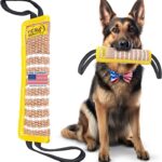 Dog Bite Tug Toy 12 x 3.2 Inches - Durable Pull Toy with 2 Soft & Strong Handles - Tough Jute Bite Pillow for Medium to Large Dogs - Ideal for Tug of War, Fetch, K9, Puppy Training & Interactive Play
