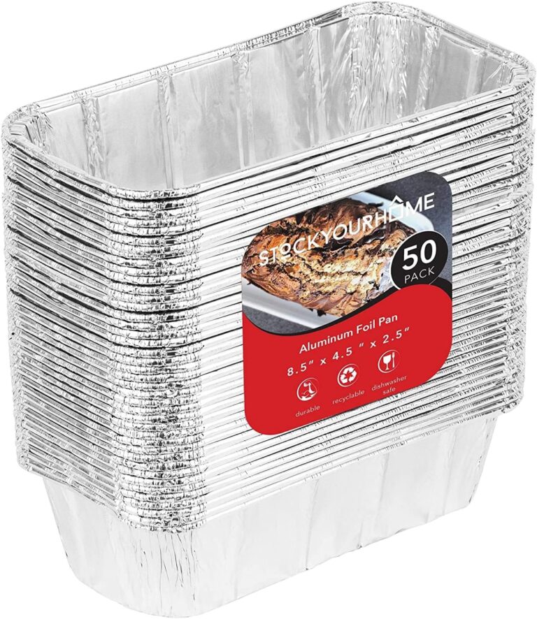Stock Your Home 2 Lb Aluminum Foil Mini Loaf Pans (50 Pack) Disposable Small Loaf Pan  2 Pound Baking Tin Liners, Perfect to Bake Cakes, Bread Loaves, and Meat - 8.5 x 4.5 x 2.5