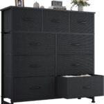 OLIXIS 9 Drawers Storage Organizers Units, Closet Organizers and Storage for Clothes, Fabric Storage Drawer for Living Room, Chest of Dresser in 39.4" D x 11.8" W x 39.9" H, Black