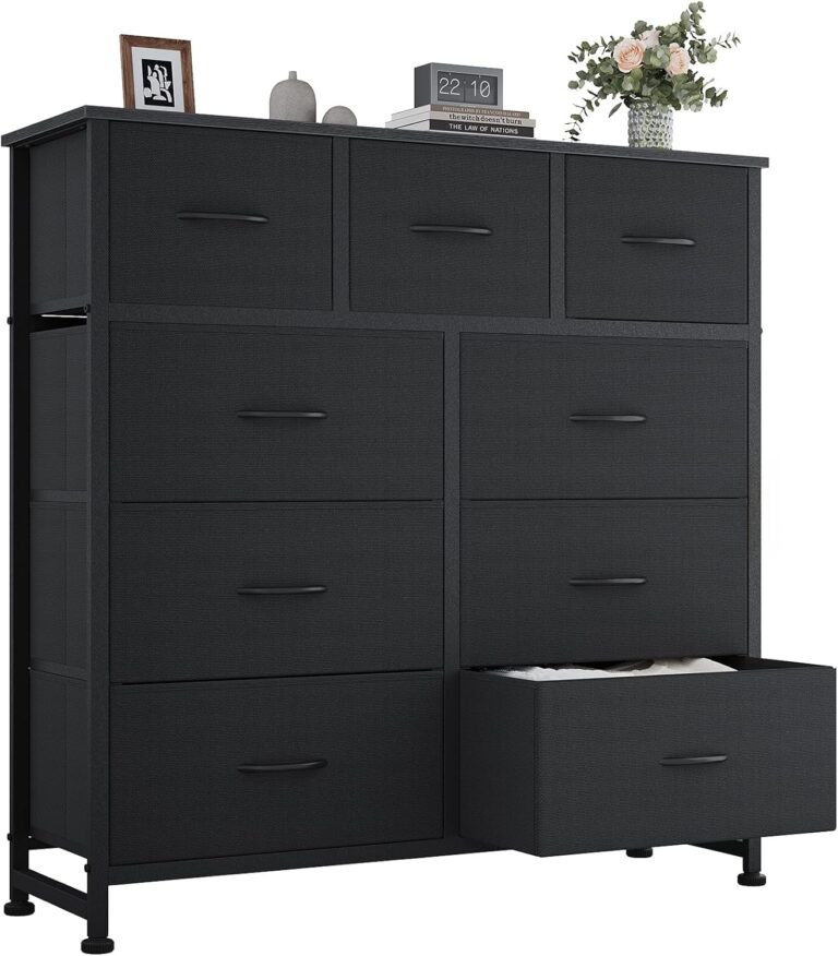 OLIXIS 9 Drawers Storage Organizers Units, Closet Organizers and Storage for Clothes, Fabric Storage Drawer for Living Room, Chest of Dresser in 39.4" D x 11.8" W x 39.9" H, Black