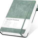 CAGIE Lined Journal Notebook for Women Men 320 Pages 100 Gsm Paper Thick Journaling Notebooks A5 Leather Journals for Writing Hardcover Journal Supplies for Work Note Taking Diary, 5.7x8.3 In, Green