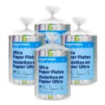 Amazon Basics Ultra Paper Plates, 6.87 Inch, Disposable, 1200 Count (4 Packs of 300) (Previously Encore), Packaging May Vary
