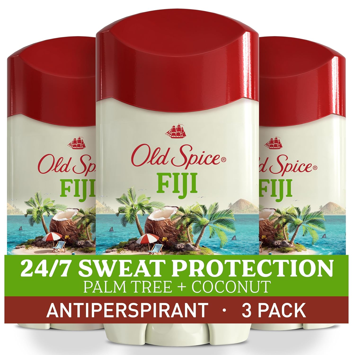 Old Spice Dry Feel Antiperspirant Deodorant for Men, 24/7 Freshness, 24/7 Sweat & Odor Protection, Gentle on Skin with Skin Conditioners, Fiji with Palm Tree + Coconut Scent, 2.6 oz (Pack of 3) Old Spice Dry Feel Antiperspirant Deodorant for Men, 24/7 Freshness, 24/7 Sweat & Odor Protection, Gentle on Skin with Skin Conditioners, Fiji with Palm Tree + Coconut Scent, 2.6 oz (Pack of 3)
