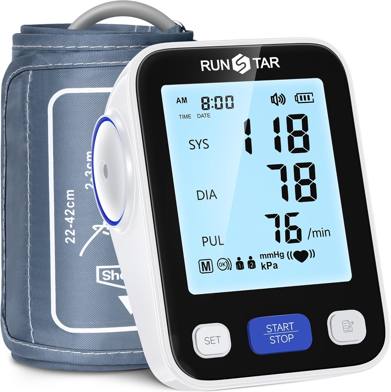 RunStar Upper Arm Blood Pressure Monitor with Wide Range Cuff (8.6'' -16.5'') for Home Use FSA&HSA Eligible, Automatic Digital BP Machine with Storage Bag, 2x99 Reading Memory RunStar Upper Arm Blood Pressure Monitor with Wide Range Cuff (8.6'' -16.5'') for Home Use FSA&HSA Eligible, Automatic Digital BP Machine with Storage Bag, 2x99 Reading Memory