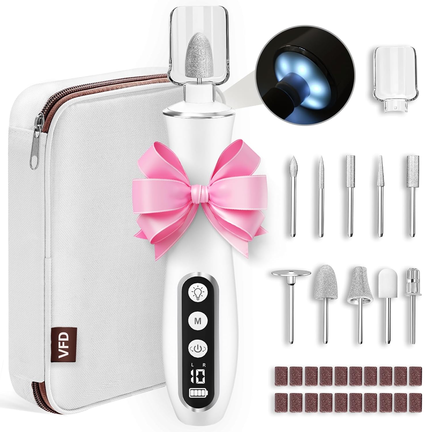 Electric Nail File Drill, Cordless 2000 mAh Rechargeable Nail Filer Electric, Portable Nail Dril 10 Speeds Professional Machine Drill for Nails Acrylic Manicure and Thick Toenails Grinder (White) Electric Nail File Drill, Cordless 2000 mAh Rechargeable Nail Filer Electric, Portable Nail Dril 10 Speeds Professional Machine Drill for Nails Acrylic Manicure and Thick Toenails Grinder (White)