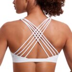 CRZ YOGA Naked Feeling Strappy Sports Bras for Women - Criss Cross Back Wireless Padded Cami Yoga Workout Top