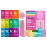 Freeman 14 Piece Love To Mask Variety Pack, Facial Masks For All Skin Types, Hydrate, Detoxify, & Clear Skin, Exfoliating Scrub, Bonus Headband and Skin Buffer, Face Masks Are Cruelty-Free & Vegan