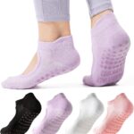 COOLMATE Pilates Socks with Grips for Women, Yoga Socks, Crew Non Slip Women for Barre, Pilates Gifts for Women