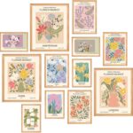 Dazoratix Flower Market Wall Prints - 12 PCs Matisse Room Decor Aesthetic Vintage Floral Collage Kit Nature Posters Art for Teen Dorm Office Girls gallery Bedroom Pastel Botanical Decorations Unframed