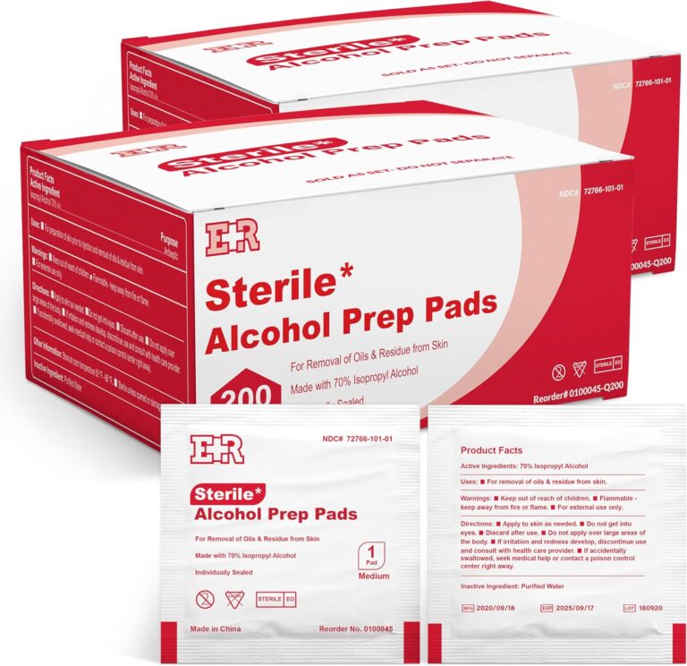 Ever Ready First Aid Alcohol Prep Pads, Medium 2-Ply Alcohol Wipes, individually wrapped Swabs, Saturated With 70% Isopropyl Alcohol - 400 Count