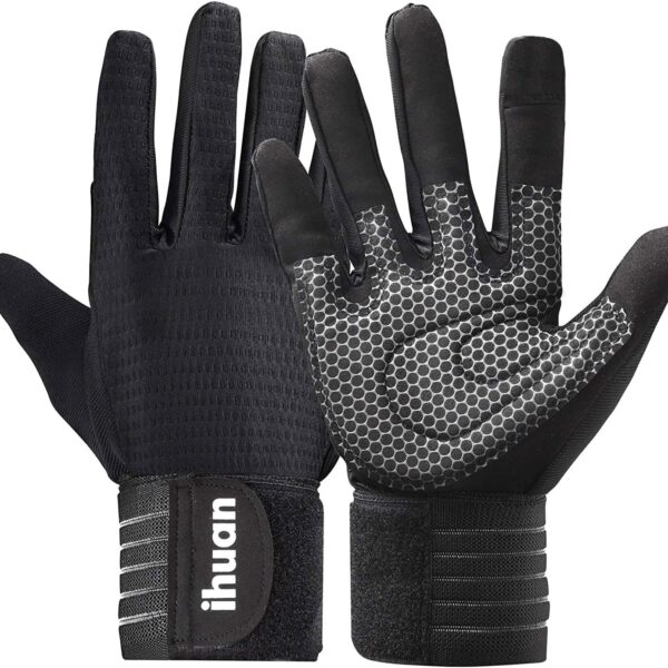 ihuan Workout Gloves for Men Full-Finger: Weight Lifting for Men, Gym Full Hand Gloves for Weightlifting, Deadlift