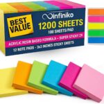 Sticky Notes 3x3 (12 Pads / 1200 Sheets)  2026 Improved Adhesive, Very Very Sticky & Bright Neon Colors  Perfect for School, Office & Desk Supplies