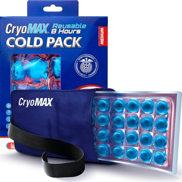 Cryo-Max Cold Pack, 8 Hour Reusable Cold Therapy Ice Pack for Elbows, Knees, Neck + More, Medium, 6" x 12" (1 Count)