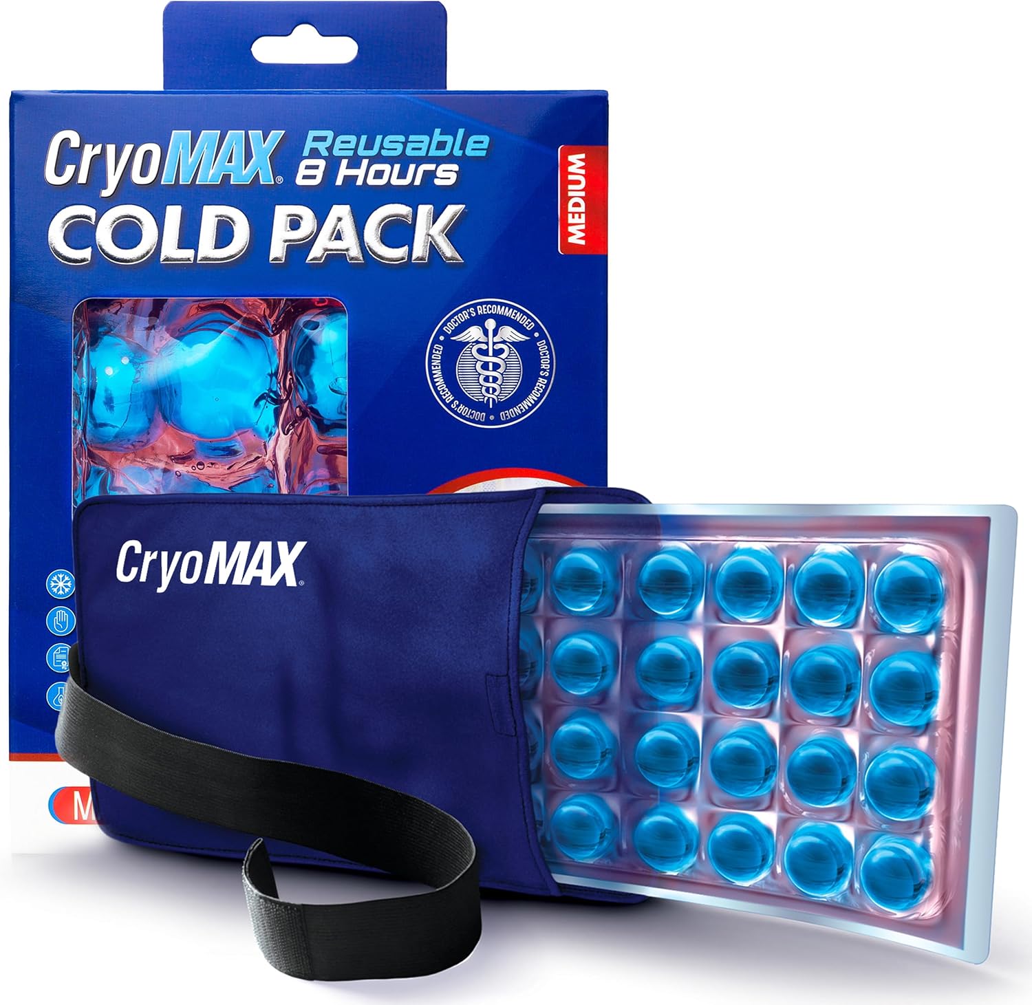 Cryo-Max Cold Pack, 8 Hour Reusable Cold Therapy Ice Pack for Elbows, Knees, Neck + More, Medium, 6" x 12" (1 Count) Cryo-Max Cold Pack, 8 Hour Reusable Cold Therapy Ice Pack for Elbows, Knees, Neck + More, Medium, 6" x 12" (1 Count)
