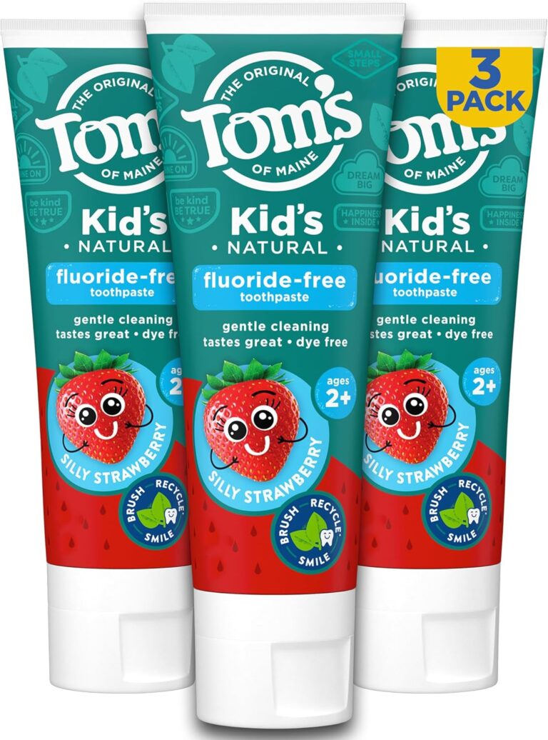 Tom's of Maine Natural Kid's Fluoride Free Toothpaste, Ages 2+, Silly Strawberry, 5.1 oz. 3-Pack (back in original formula)