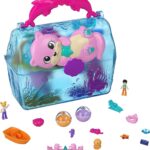 Polly Pocket Playset, Sparkle Cove Adventure Treasure Chest Animal Toy with 2 Dolls, Surprise Accessories & Water Play